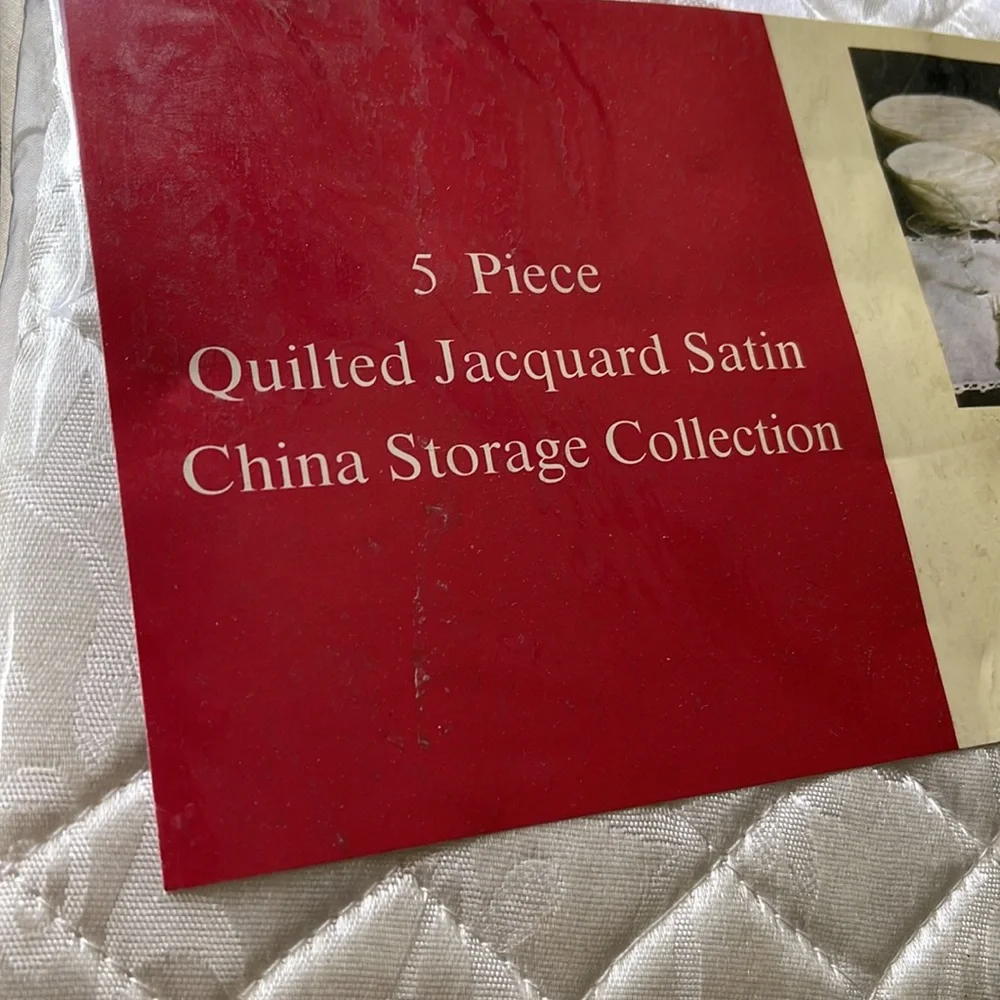 New 5 pc Quilted Jaquard Satin China Storage Bags